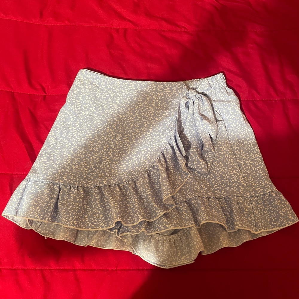Floral Blue Ruffle Skort